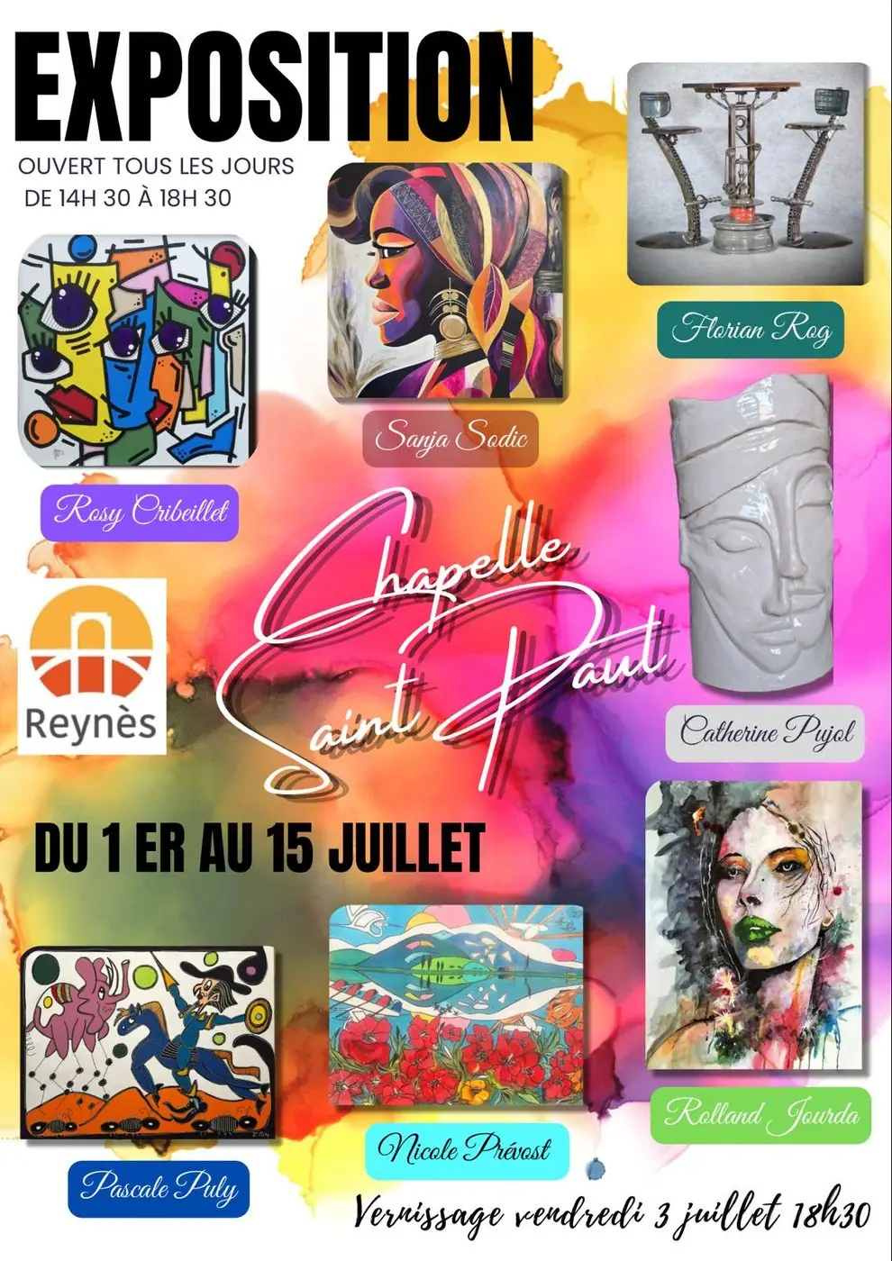 Affiche de l'exposition — Chapelle Saint-Paul, Reynès, du 1er au 15 juillet