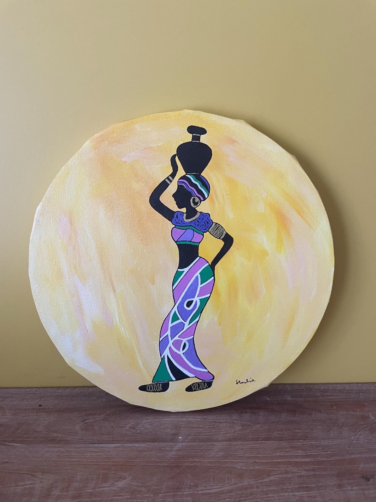 Porteuse d'Eau, tableau original peint à la main — Femmes du Monde, SanyasArt