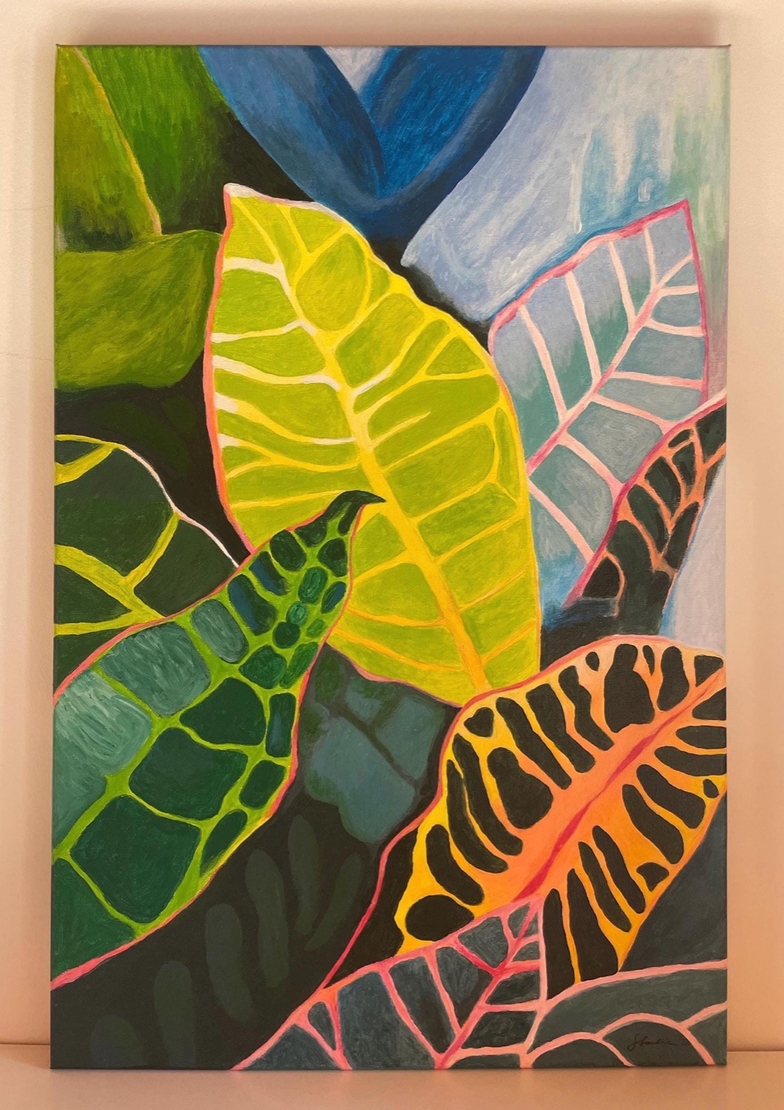 Jungle Symphony, tableau original peint à la main — Évasion Tropicale, SanyasArt